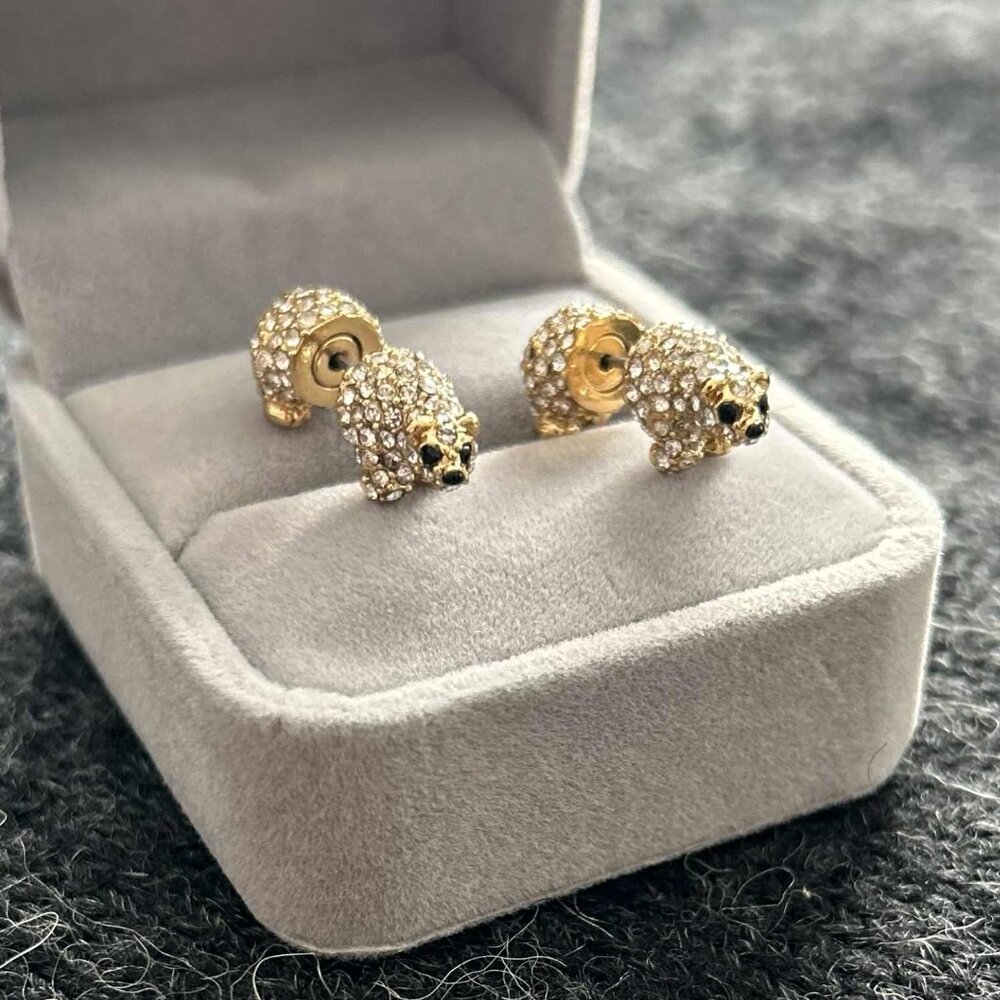Rare Kate Spade Gold & Crystal Arctic Friends Polar Bear Pavé Earring